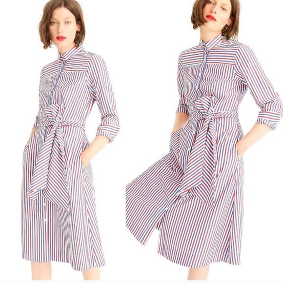 J. Crew Dresses & Skirts - J. Crew Tie Waist Striped Shirt Dress never worn